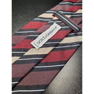 Dolce & Gabbana Men's Necktie Red Striped Silk 3.75" x 58" Excellent